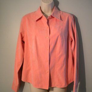 Gorgeous, Salmon Color Faux Suede Long Sleeve Shirt